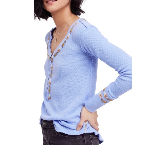 Free People Light Blue Rainbow Thermal - Picture 4 of 5